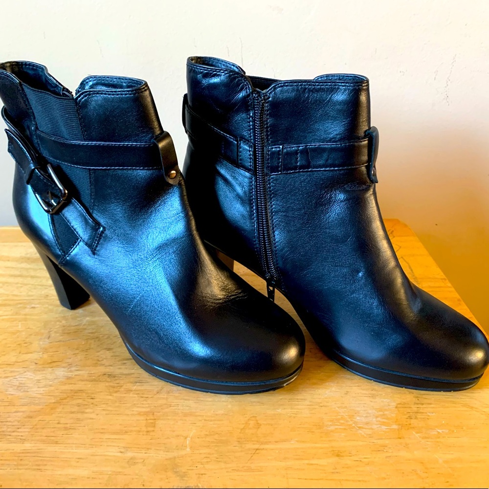 Fitzwell Black Leather Ankle Boots- Never Worn. New w/o Box. 3” heel.